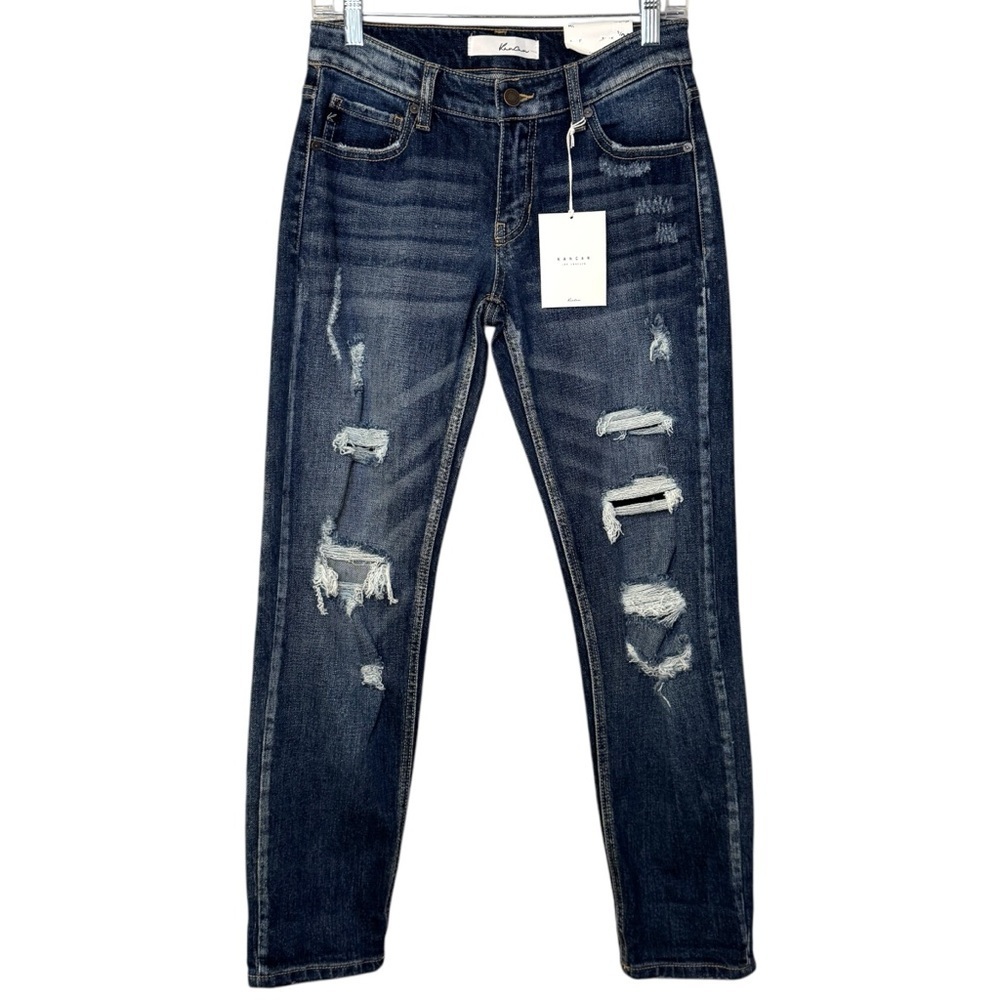 KanCan Dark Wash Distressed Ankle Jeans